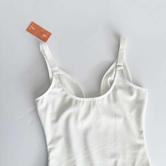 [Feelingirl] White Adjustable Strap Tummy Control Slimming Bodysuit NWT Sz Small - Picture 5 of 11